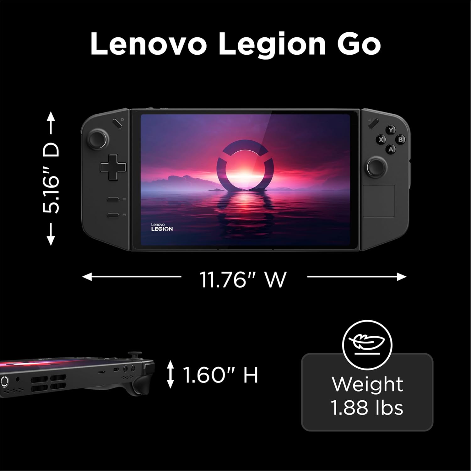Lenovo Legion Go 8.8" 144Hz WQXGA Handheld Touchscreen Gaming PC AMD Ryzen Z1 Extreme 16GB RAM 512GB SSD Shadow Black, 8APU1